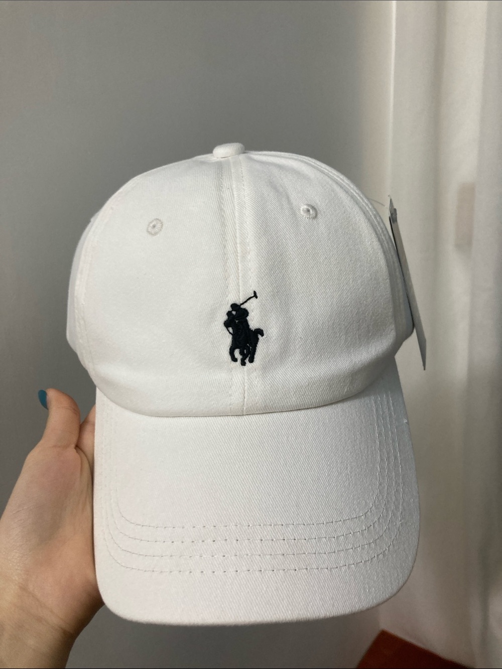 Ralph Lauren White Cap with Black Polo Pony